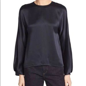 Vince Black Silk Slit Back Blouse